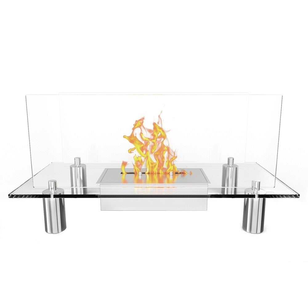 Regal Flame Delano Ventless Free Standing Ethanol Fireplace in Stainless Steel Finish