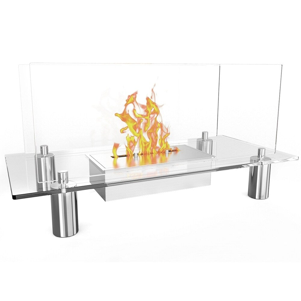 Regal Flame Delano Ventless Free Standing Ethanol Fireplace in Stainless Steel Finish