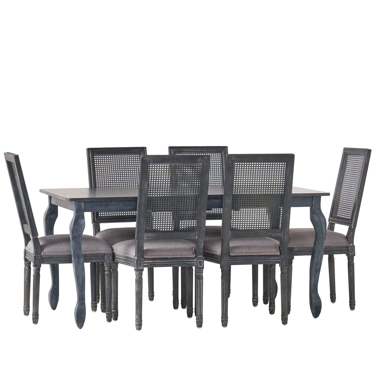Regan Wood and Cane Upholstered Expandable 7 Piece Dining Set by Christopher Knight Home
