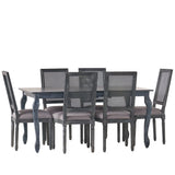 Regan Wood and Cane Upholstered Expandable 7 Piece Dining Set by Christopher Knight Home