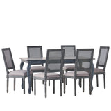 Regan Wood and Cane Upholstered Expandable 7 Piece Dining Set by Christopher Knight Home