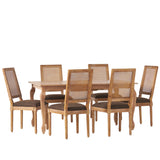 Regan Wood and Cane Upholstered Expandable 7 Piece Dining Set by Christopher Knight Home