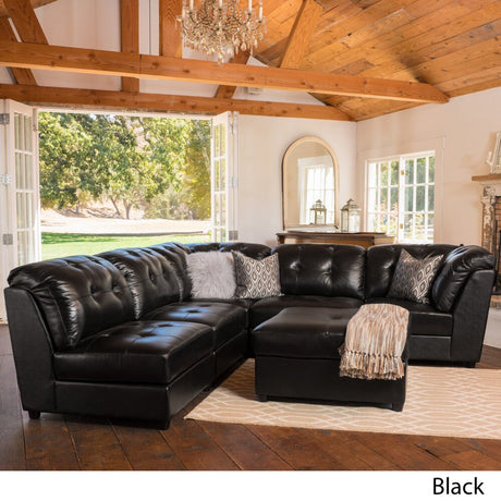 Regen 6-piece Tufted Leather Sectional Sofa Set by Christopher Knight Home