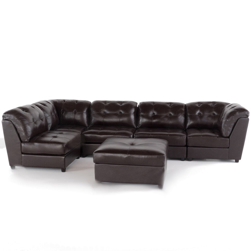 Regen 6-piece Tufted Leather Sectional Sofa Set by Christopher Knight Home
