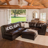 Regen 6-piece Tufted Leather Sectional Sofa Set by Christopher Knight Home