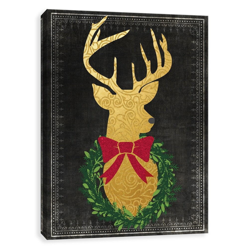 "Reindeer Head" Printed Canvas - 16W x 20H x 1.25D - Multi-color