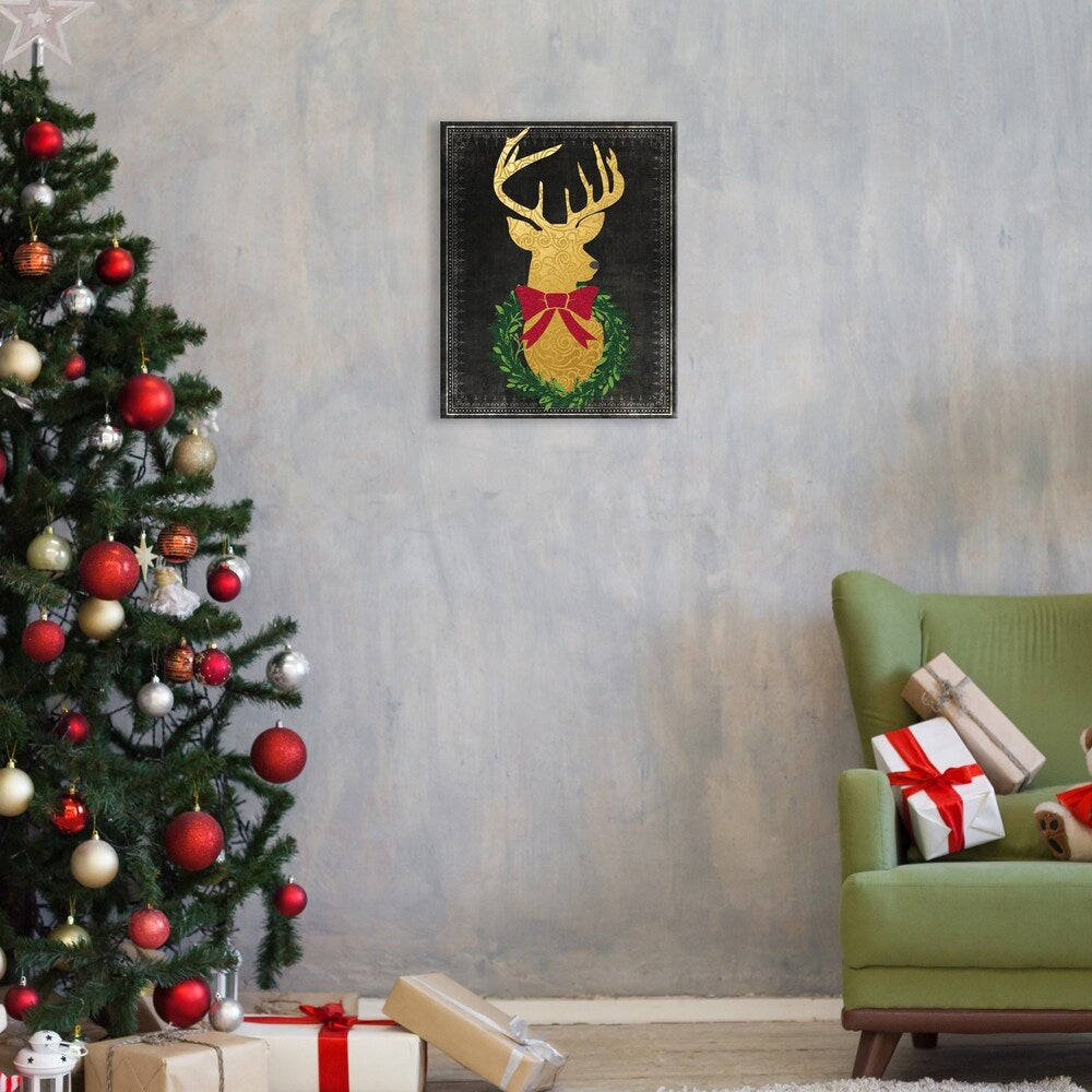 "Reindeer Head" Printed Canvas - 16W x 20H x 1.25D - Multi-color
