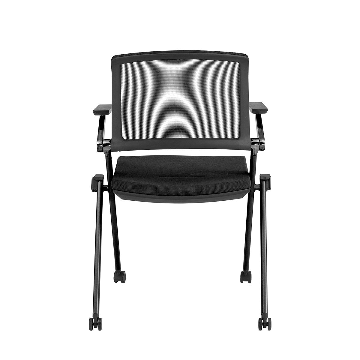 Reino Stacking Visitor Chair with Black Seat and Mesh Back - Set of 2