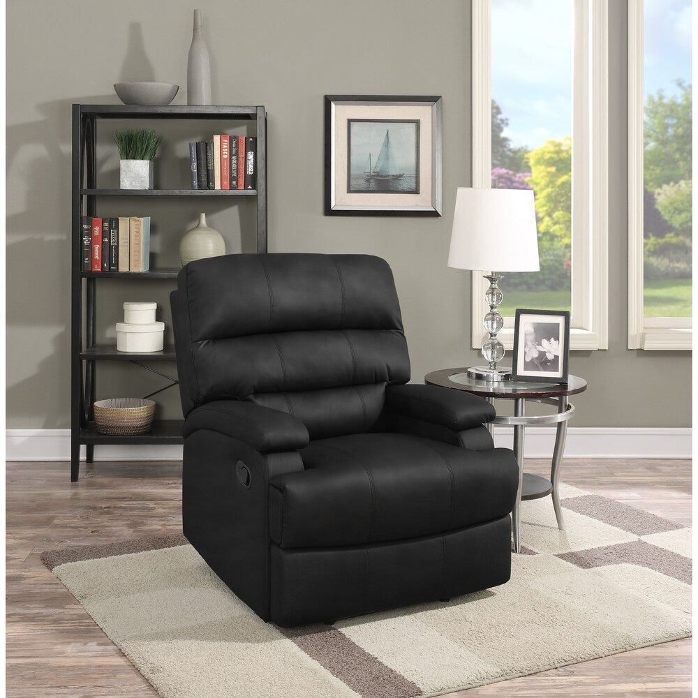 Relax A Lounger Ranier Black Faux Leather Recliner
