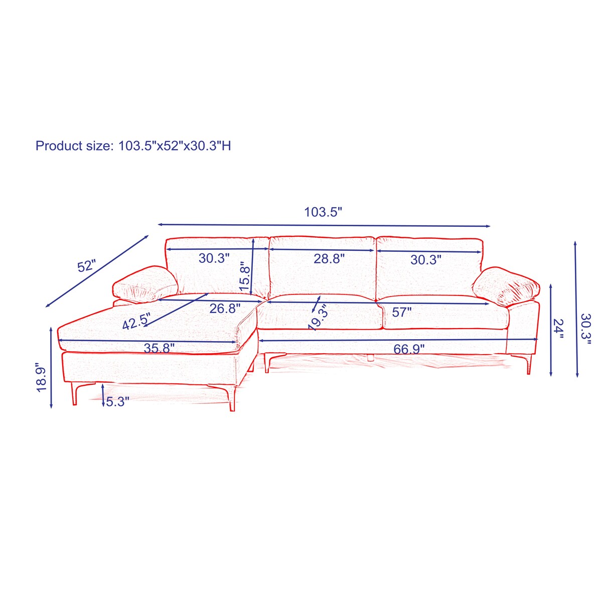 Relax Lounge Sofa Bed Sleeper Fabric Left Hand and Facing Sofa for Living Room, Bedroom