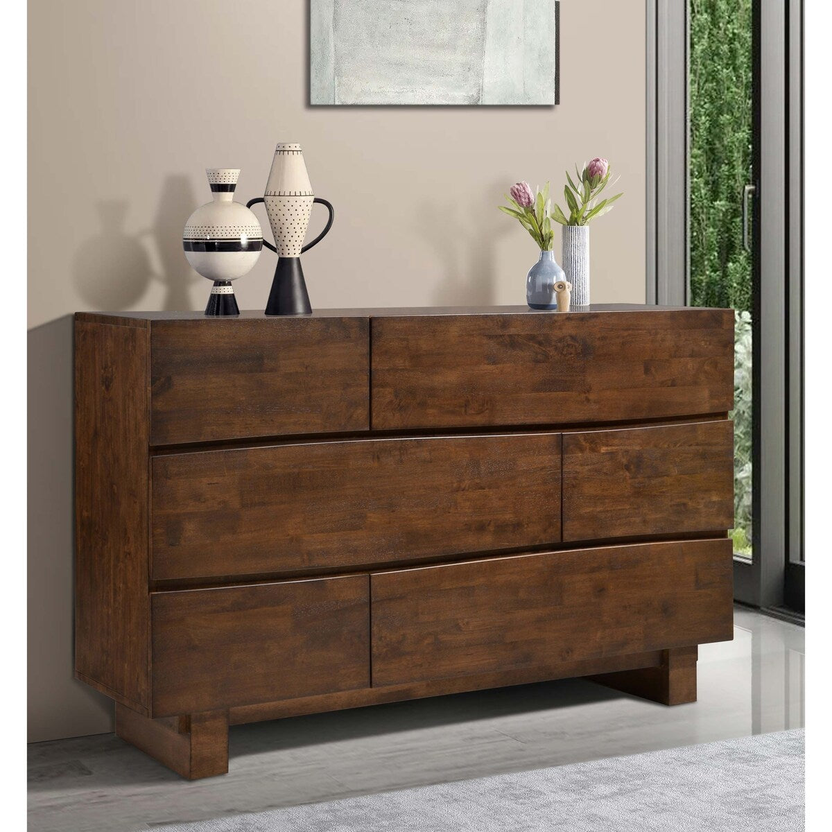 Dark wood 6 drawer dresser discount