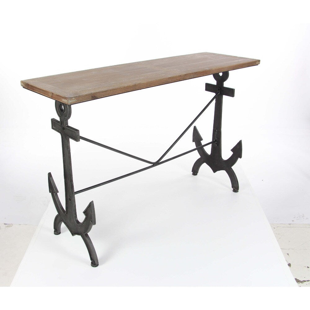 Benzara Anchors Iron/Wood Console Table