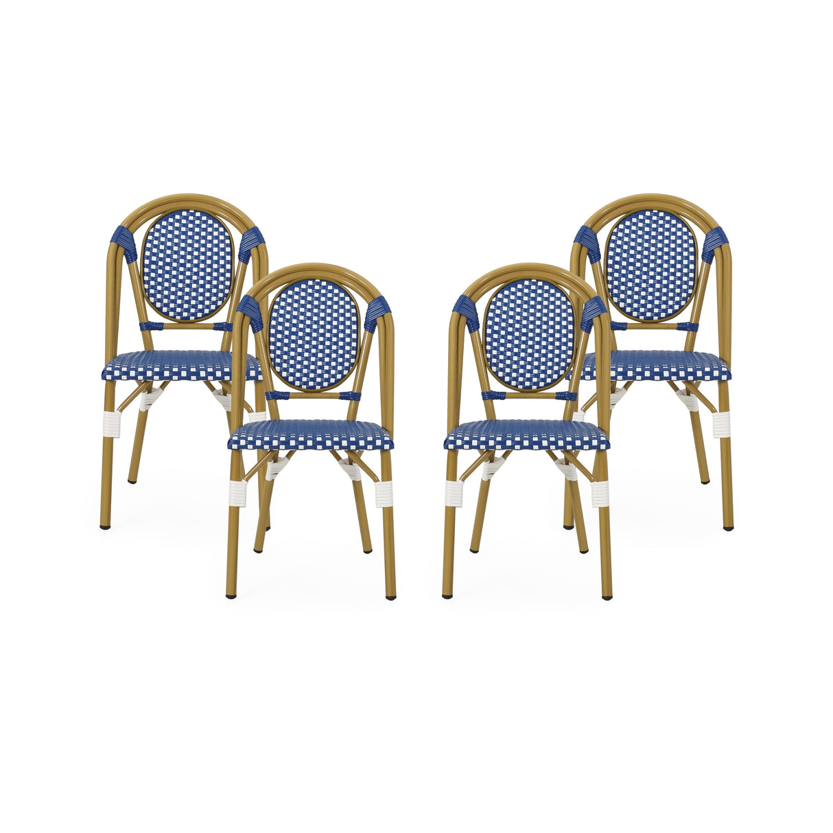 Remi Faux Bamboo/ Faux Rattan Outdoor French Bistro Chairs (Set of 4) by Christopher Knight Home