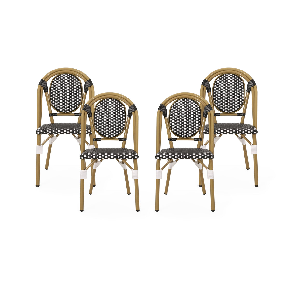 Remi Faux Bamboo/ Faux Rattan Outdoor French Bistro Chairs (Set of 4) by Christopher Knight Home