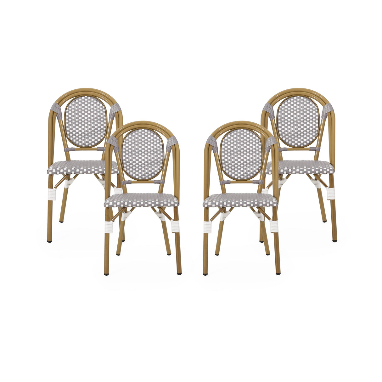 Remi Faux Bamboo/ Faux Rattan Outdoor French Bistro Chairs (Set of 4) by Christopher Knight Home