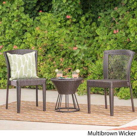 Remy Outdoor 3-Piece Wicker Stacking Chair Chat Set by Christopher Knight Home