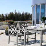 Renaissance Eco-friendly 5-piece Outdoor Hand-scraped Hardwood Dining Set with Rectangle Table, 4-foot Bench and Arm Chairs