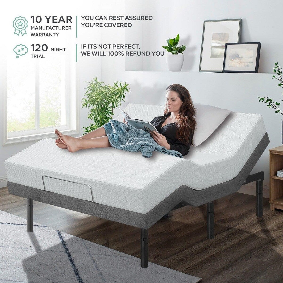 Renanim Adjustable Bed Base with 14-inch Hybrid Foam Mattress