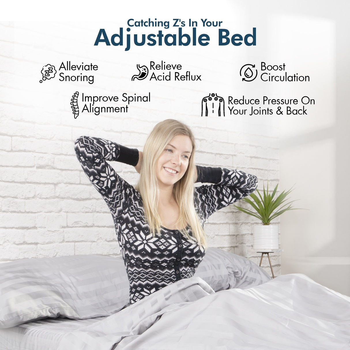 Renanim Adjustable Bed with 14" Mattress, Anti-Snore Preset, Dual Massage, USB Ports, App Control, Remote, Underbed Light