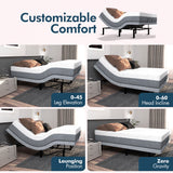 Renanim Adjustable Bed with 14" Mattress, Anti-Snore Preset, Dual Massage, USB Ports, App Control, Remote, Underbed Light