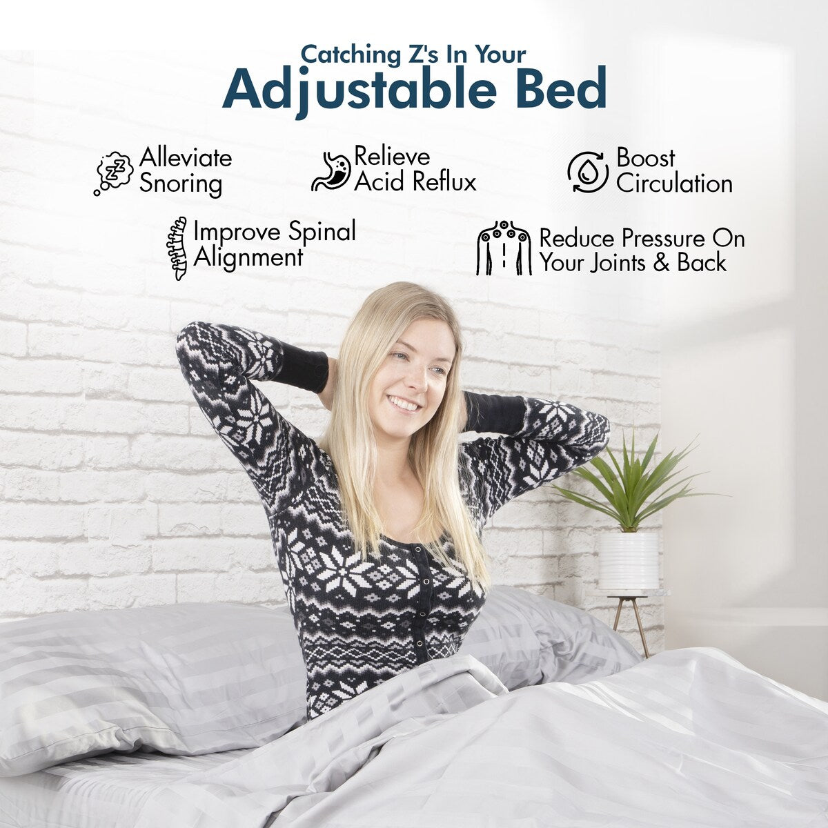 Renanim SF Adjustable Bed Frame, Dual Massage, USB, Underbed Light, App Control, Head and Foot Incline, Reclining Base