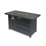 Rene 30,000 BTU Rectangular Iron Firepit Table by Christopher Knight Home - N/A