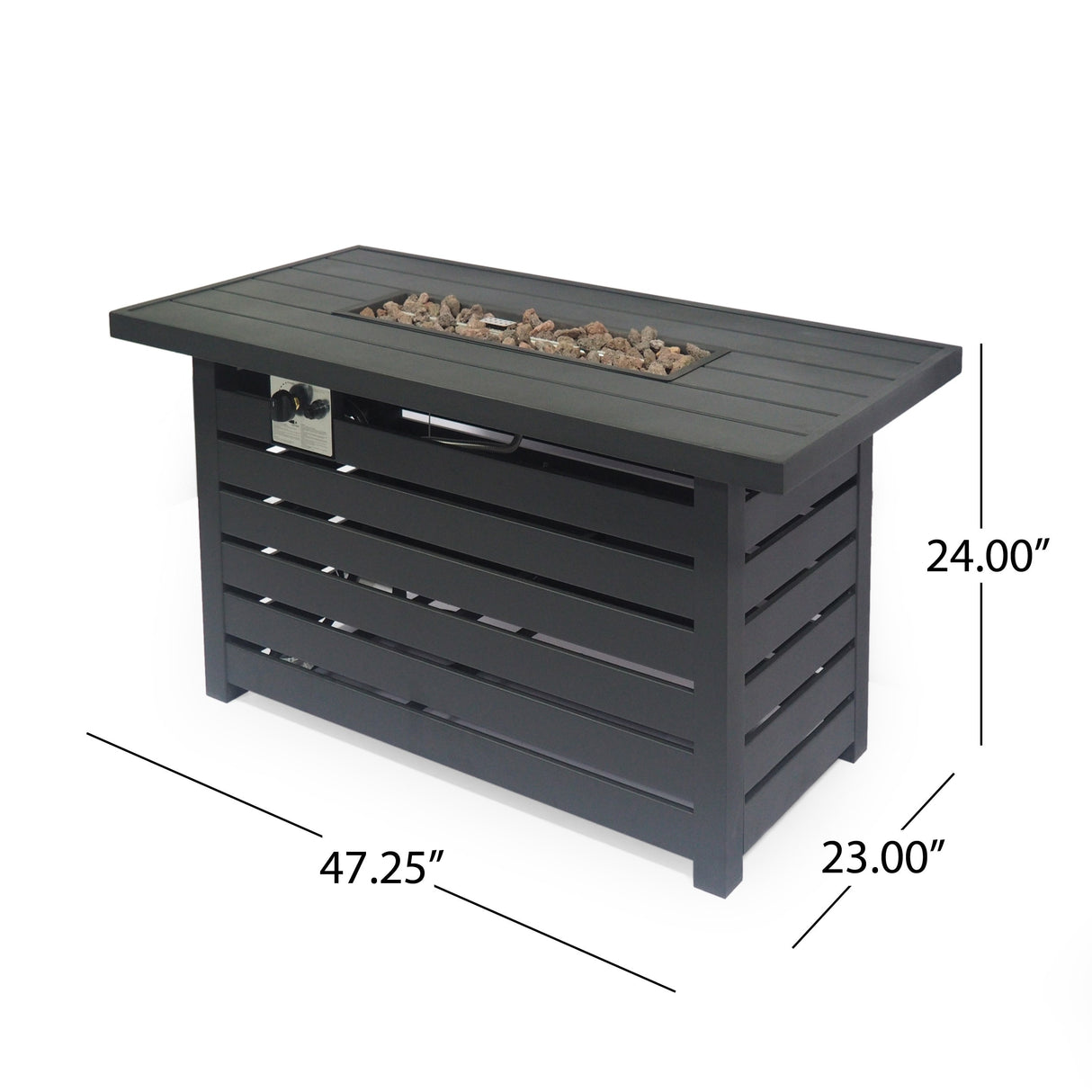 Rene 30,000 BTU Rectangular Iron Firepit Table by Christopher Knight Home - N/A