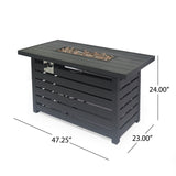 Rene 30,000 BTU Rectangular Iron Firepit Table by Christopher Knight Home - N/A