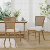Reno Farmhouse Rubberwood Dining Chairs with Rattan Backrest (set of 2) by Christopher Knight Home