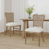 Reno Farmhouse Rubberwood Dining Chairs with Rattan Backrest (set of 2) by Christopher Knight Home