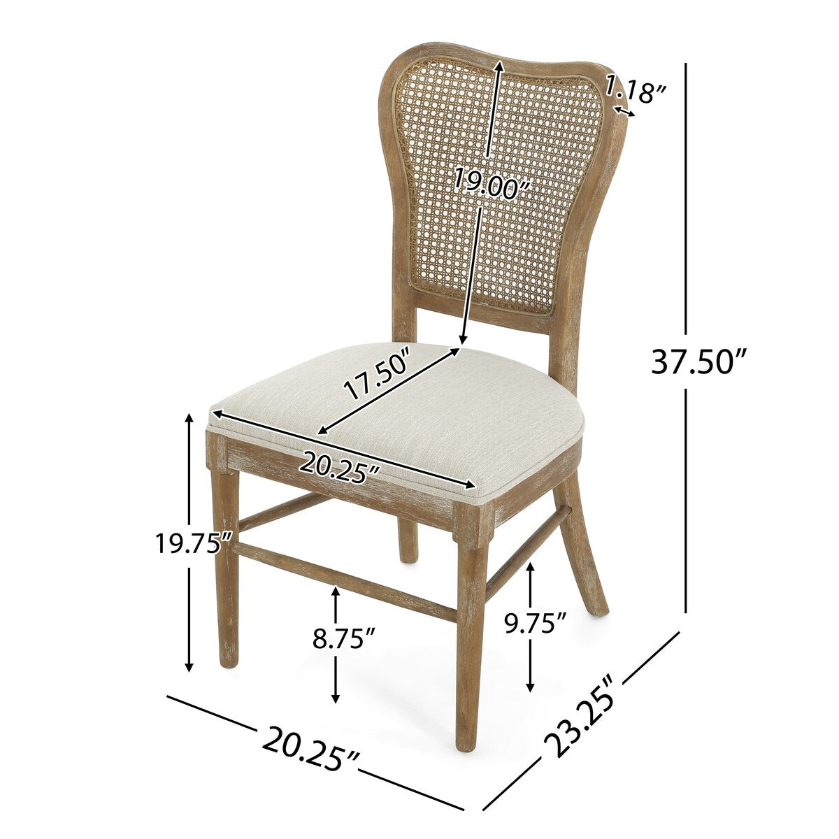 Reno Farmhouse Rubberwood Dining Chairs with Rattan Backrest (set of 2) by Christopher Knight Home