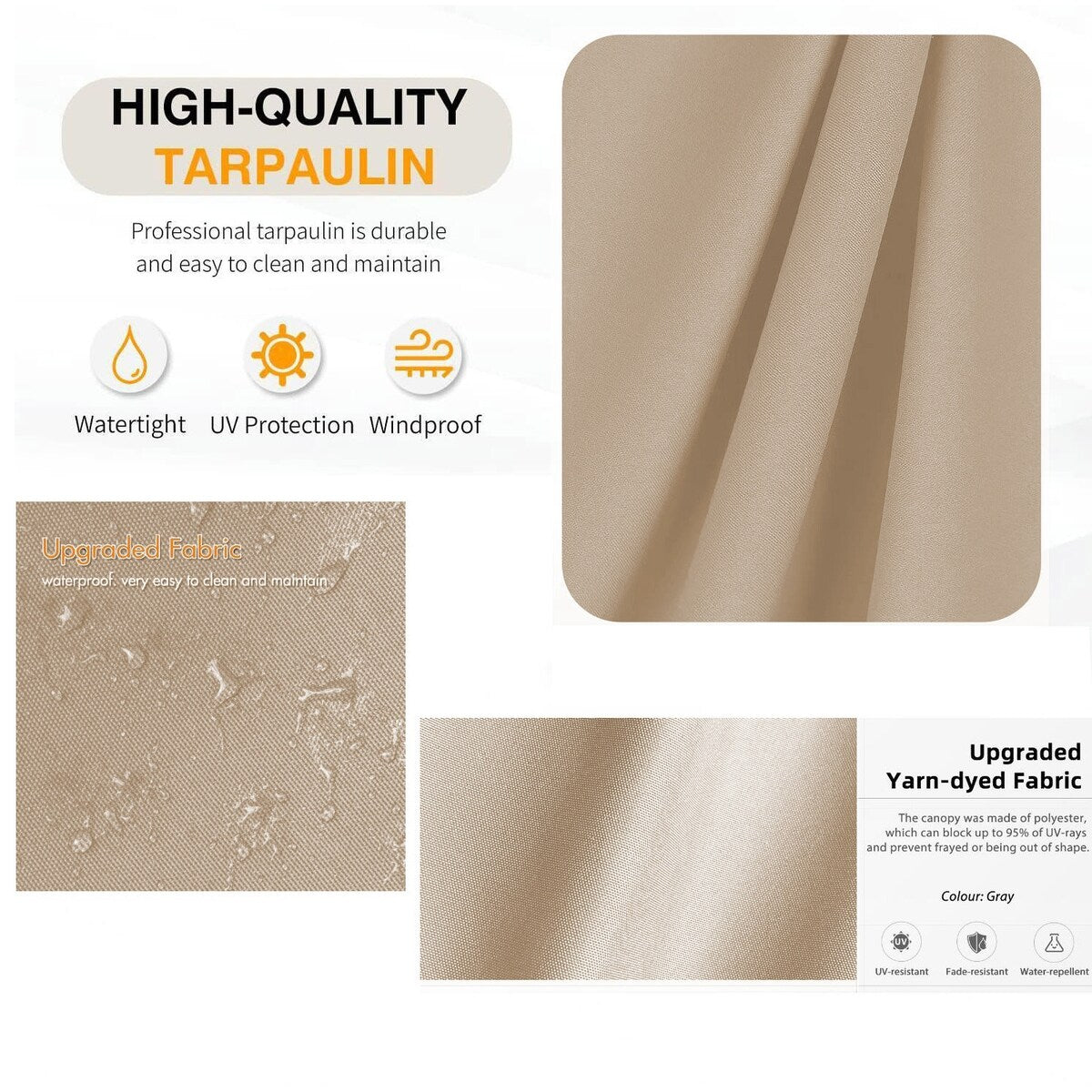 Replacement Canopy Top Cover Fabric for 13 x 10 Ft Outdoor Patio Retractable Pergola Sun-shelter Canopy