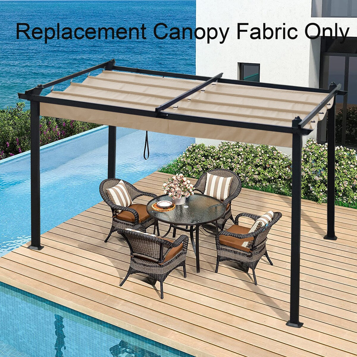 Replacement Canopy Top Cover Fabric for 13 x 10 Ft Outdoor Patio Retractable Pergola Sun-shelter Canopy