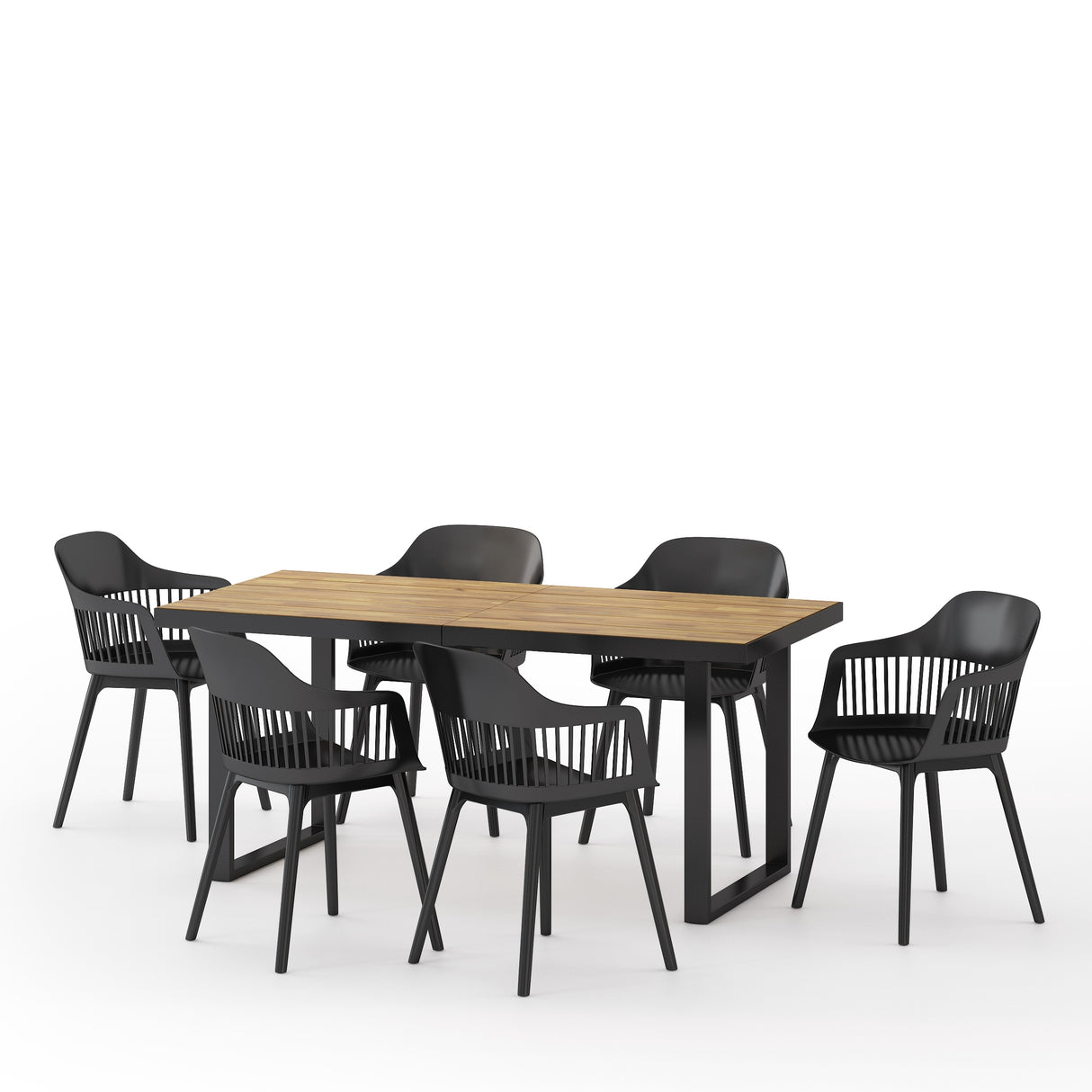Requeta Outdoor Wood and Resin Outdoor 7 Piece Dining Set by Christopher Knight Home