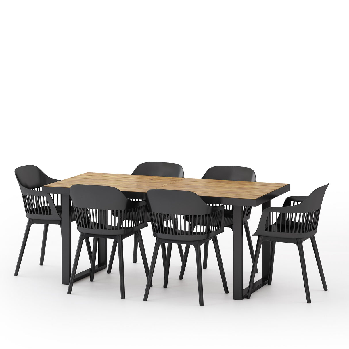 Requeta Outdoor Wood and Resin Outdoor 7 Piece Dining Set by Christopher Knight Home