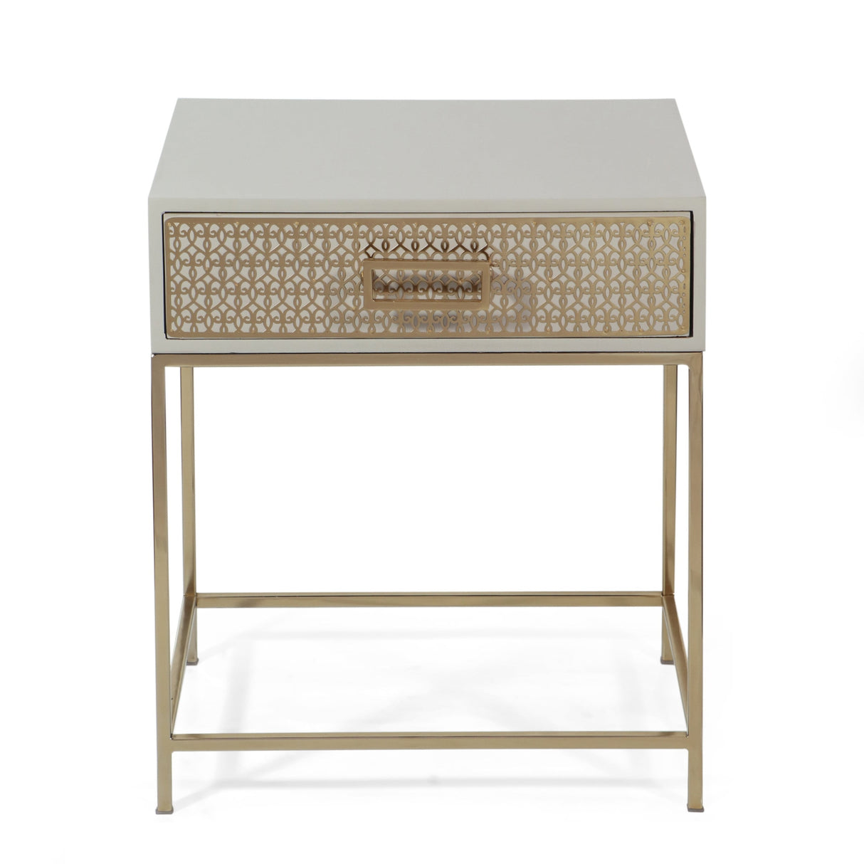 Reser Modern Glam Handcrafted Scroll Mesh Nightstand by Christopher Knight Home