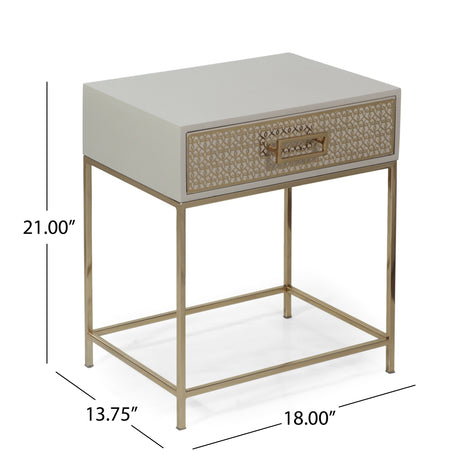 Reser Modern Glam Handcrafted Scroll Mesh Nightstand by Christopher Knight Home