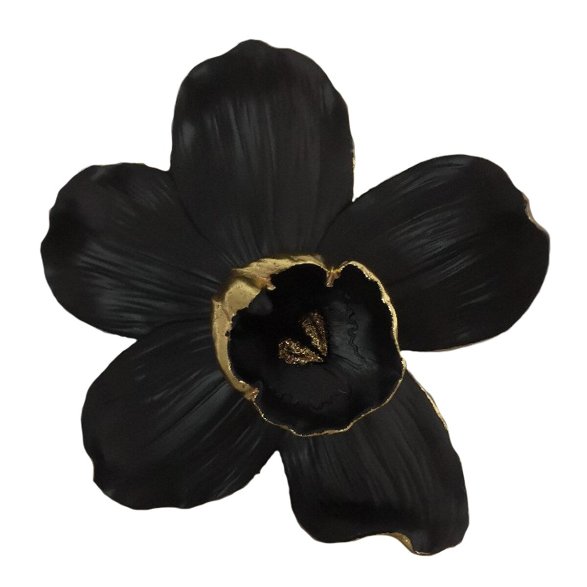 Resin 9" Orchid Wall Hanger, Black/Gold - 9.8Lx2.63Wx24.5H