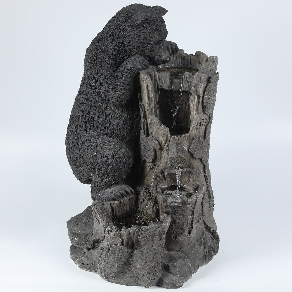 Resin Bear and Tree Outdoor Patio Foutain