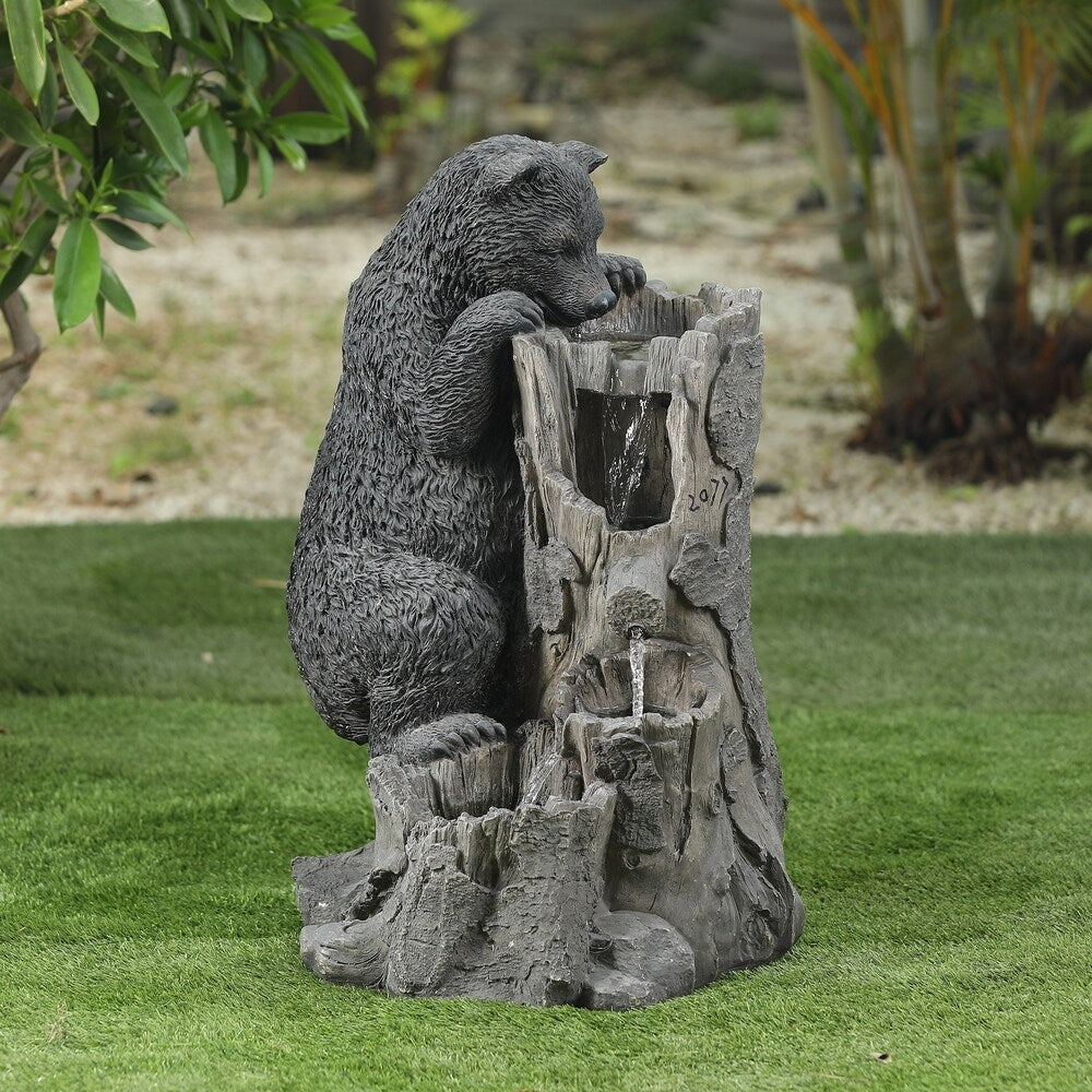 Resin Bear and Tree Outdoor Patio Foutain