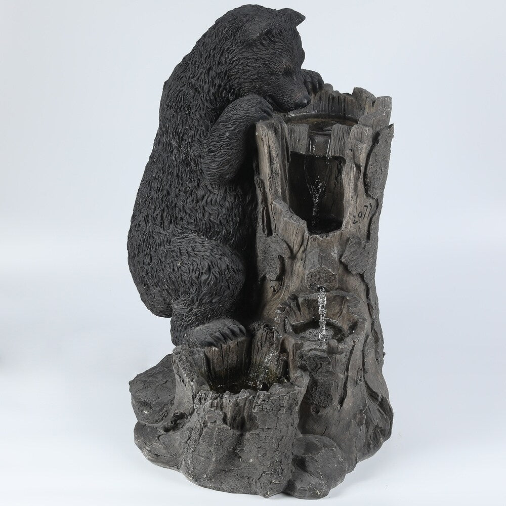 Resin Bear and Tree Outdoor Patio Foutain