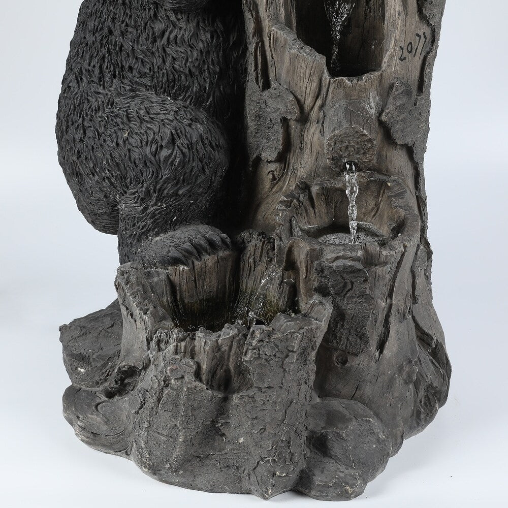 Resin Bear and Tree Outdoor Patio Foutain