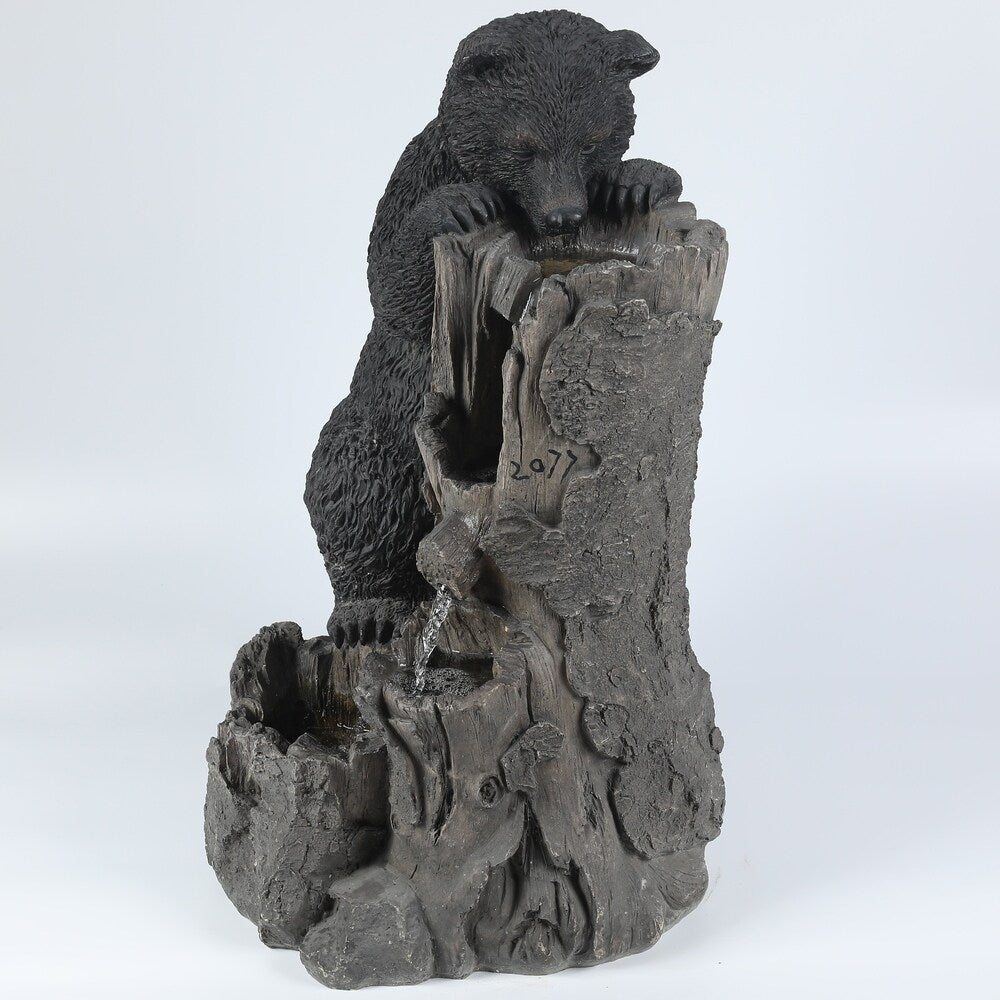 Resin Bear and Tree Outdoor Patio Foutain