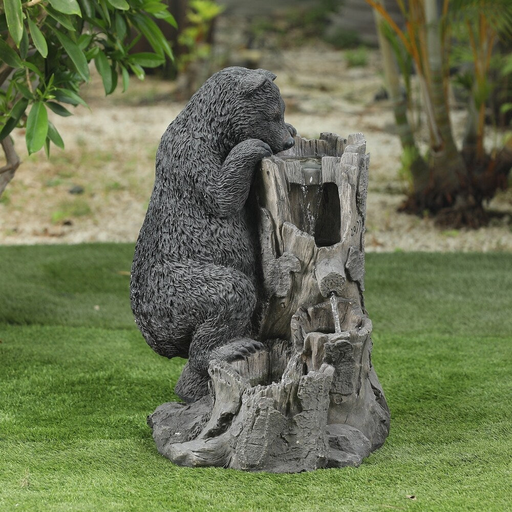 Resin Bear and Tree Outdoor Patio Foutain