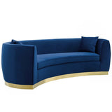 Silver Orchid Perez Curved Velvet Sofa