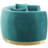 Silver Orchid Perez Curved Velvet Sofa