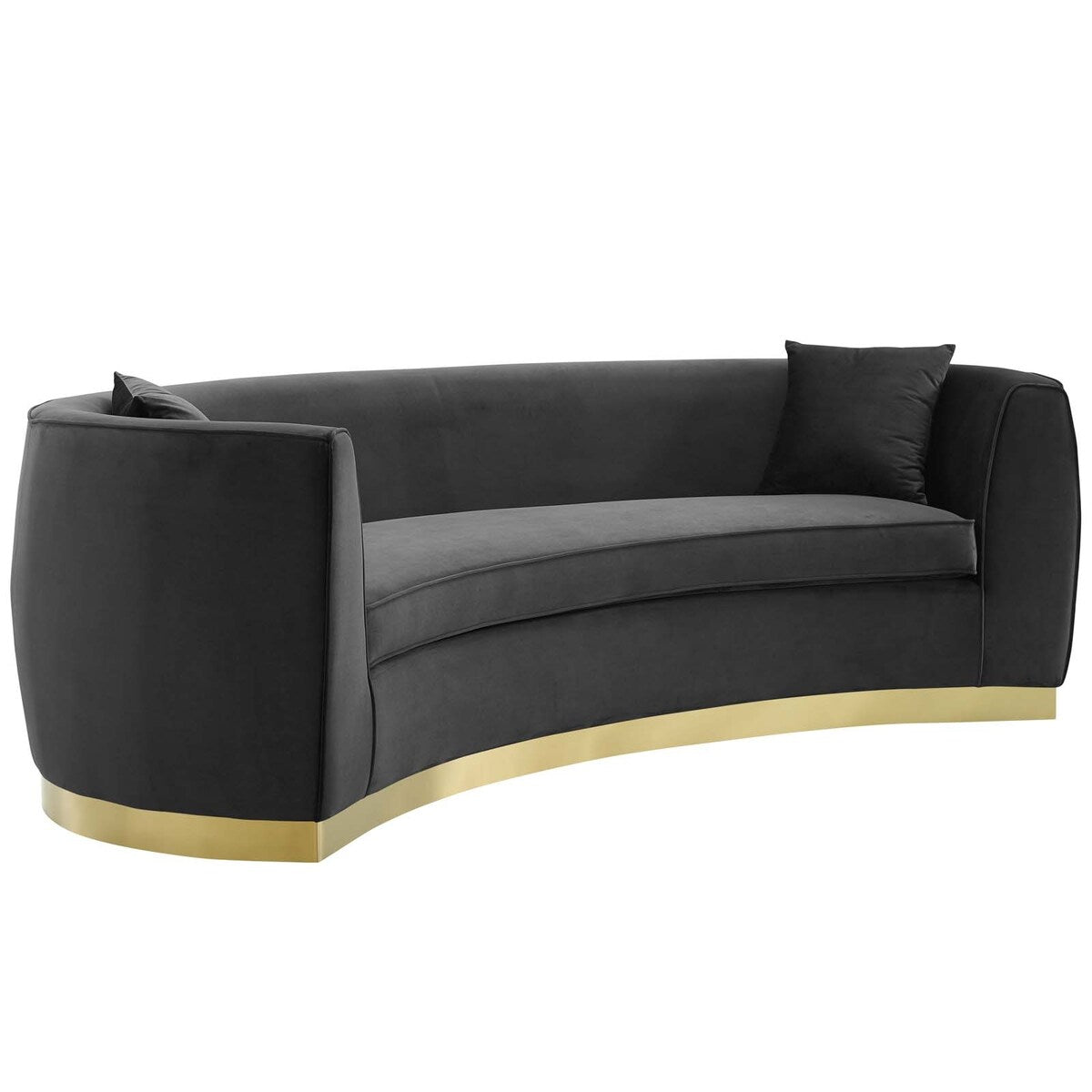 Silver Orchid Perez Curved Velvet Sofa