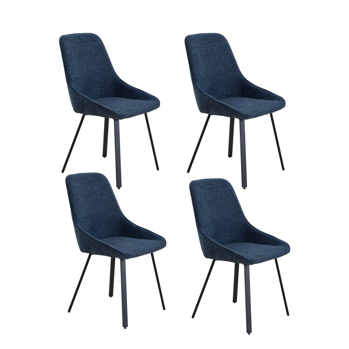 Restaurant Chair, Metal Chair Legs, High Backrest, Velvet Thickened Seat Cushions (4 Pieces)