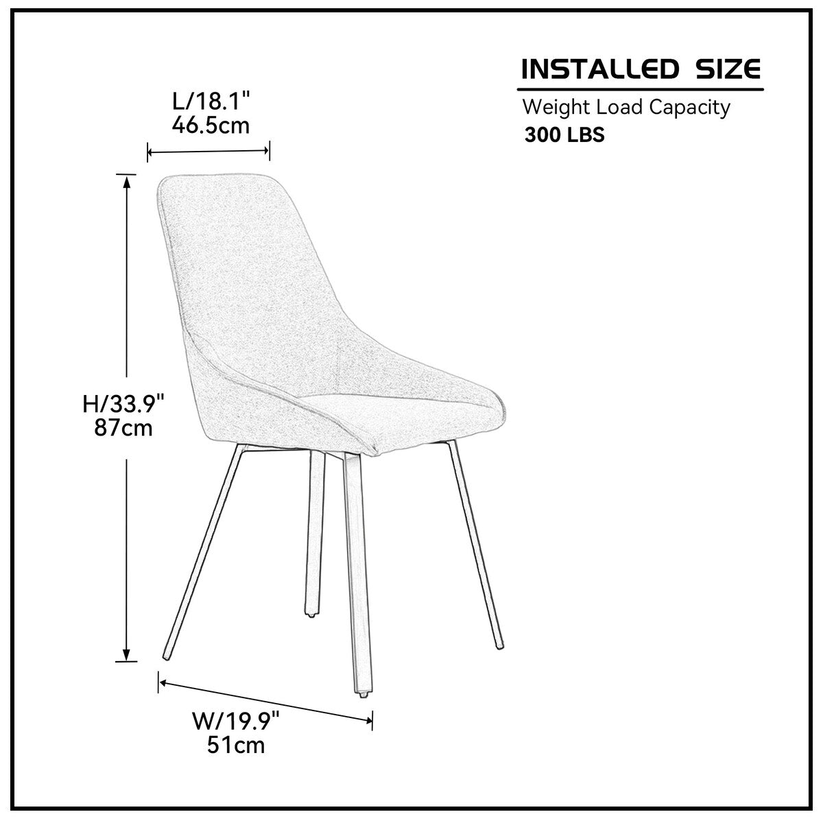 Restaurant Chair, Metal Chair Legs, High Backrest, Velvet Thickened Seat Cushions (4 Pieces)