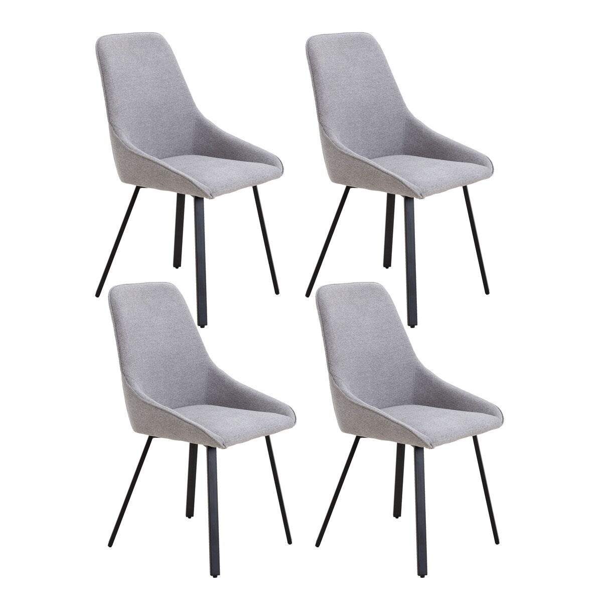 Restaurant Chair, Metal Chair Legs, High Backrest, Velvet Thickened Seat Cushions (4 Pieces)